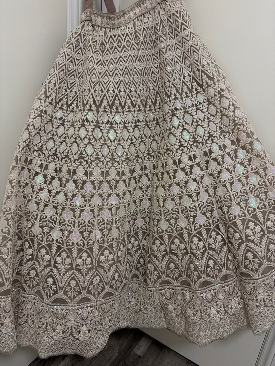 Dresses & Skirts - Embroidered Ivory and Taupe A-Line Skirt